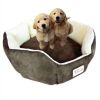 Round Oval Mocha Beige Pet Bed For Small Dogs Or Cats