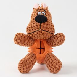 Pet Plush Bite Resistant Sound Cloth Dog Toy (Color: brown dog)