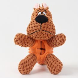 Pet Plush Bite Resistant Sound Cloth Dog Toy (Color: brown dog)