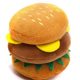 Burger Dog Chew Squeak Toy Anti Bite (Color: Hamburger)