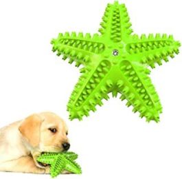 Dog Chew Toys, Natural Rubber Starfish-Shaped Dog Toys, Interactive Treats, Squeaky Dog Toothbrush Cleaner Teething Toys, Outdoor Puzzle Training Toy (Color: Green)