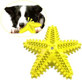 Dog Chew Toys, Natural Rubber Starfish-Shaped Dog Toys, Interactive Treats, Squeaky Dog Toothbrush Cleaner Teething Toys, Outdoor Puzzle Training Toy (Color: Yellow)