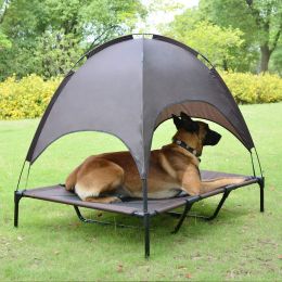 Elevated Pet Dog Bed Tent with Canopy, Pet Puppy Bed Outdoor Tent House, Breathable Portable Dog Cushion with Sun Canopy Double-Layer Camp Tent (size: medium)