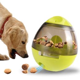 Pet Dog Treat Toy Tumble Leaky Ball Food Dispenser Toy Slow Feeding Interactive Training Toy (Color: Yellow Green)