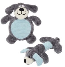 Pet Life Cozy Play Plush 2 Set Of Matching Squeaking Chew Dog Toys (Color: Grey/Blue)