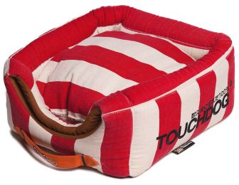 Touchdog Polo-Striped Convertible and Reversible Squared 2-in-1 Collapsible Dog House Bed (SKU: PB36RDLG)