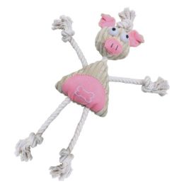 Jute and Rope Plush Pig Manniquen Dog Toy (Option: Pink)