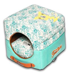 Touchdog Floral-Galore Convertible and Reversible Squared 2-in-1 Collapsible Dog House Bed (SKU: PB49BLLG)