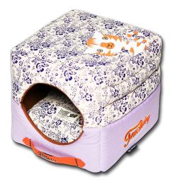 Touchdog Floral-Galore Convertible and Reversible Squared 2-in-1 Collapsible Dog House Bed (SKU: PB49PLLG)