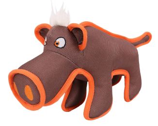 Pet Life Animal Dura-Chew Reinforce Stitched Durable Water Resistant Plush Chew Tugging Dog Toy (Color: Brown)