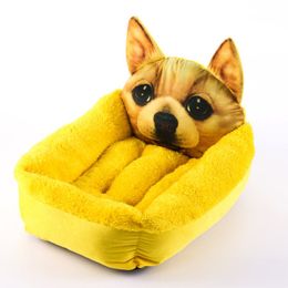 Fashion House Cartoon-Design Sofa Soft Warm Cotton Nest Pet Dog Beds Puppy Kennel (Color: Yellow Dog)
