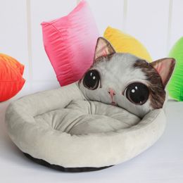 Fashion House Cartoon-Design Sofa Soft Warm Cotton Nest Pet Dog Beds Puppy Kennel (Color: Grey Cat)
