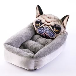 Fashion House Cartoon-Design Sofa Soft Warm Cotton Nest Pet Dog Beds Puppy Kennel (Color: Grey Dog)