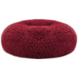 Pet Dog Bed Soft Warm Fleece Puppy Cat Bed Dog Cozy Nest Sofa Bed Cushion L Size (Color: Red)