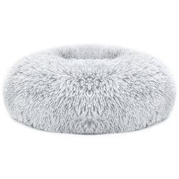Pet Dog Bed Soft Warm Fleece Puppy Cat Bed Dog Cozy Nest Sofa Bed Cushion M Size (Color: gray)