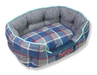 Touchdog 'Archi-Checked' Designer Plaid Oval Dog Bed (Color: Blue)
