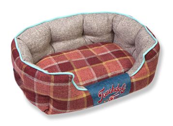 Touchdog 'Archi-Checked' Designer Plaid Oval Dog Bed (Color: Red)
