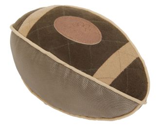 Pet Life 'Pugskin' Durable Oxford Nylon and Mesh Plush Squeaky Football Dog Toy (Color: Olive Green)