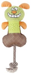 Pet Life 'All-in-Fun' Nylon and Rope Squeaking Rubber Rope and Plush Dog Toy (Color: Green)