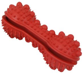 Pet Life 'Denta-Bone' TPR Treat Dispensing and Dental Cleaning Durable Dog Toy (Color: Red)