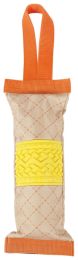 Pet Life 'Quash' Water Bottle Inserting Nylon and Rubber Crackling Dog Toy (Color: Orange / Yellow)