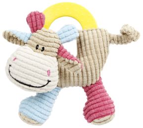 Pet Life 'Moo-cifier' Plush Squeaking and Rubber Teething Newborn Puppy Dog Toy (Color: Brown / Blue / Pink)