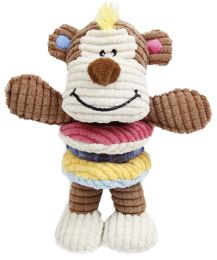 Pet Life 'Hugga-Bear' Plush Squeaking and Rubber Teething Newborn Puppy Dog Toy (Color: Brown)
