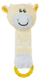 Pet Life Moo-Born' Plush Squeaky and Crinkle Newborn Rubber Teething Cat and Dog Toy (Color: Yellow)