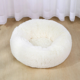50cm Dog Bed Super Soft Washable Long Plush Pet Kennel Deep Sleep Dog House Velvet Mats Sofa For Dog Basket Pet Cat Bed RT (Color: White)