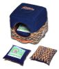Touchdog 70's Vintage-Tribal Throwback Convertible and Reversible Squared 2-in-1 Collapsible Dog House Bed